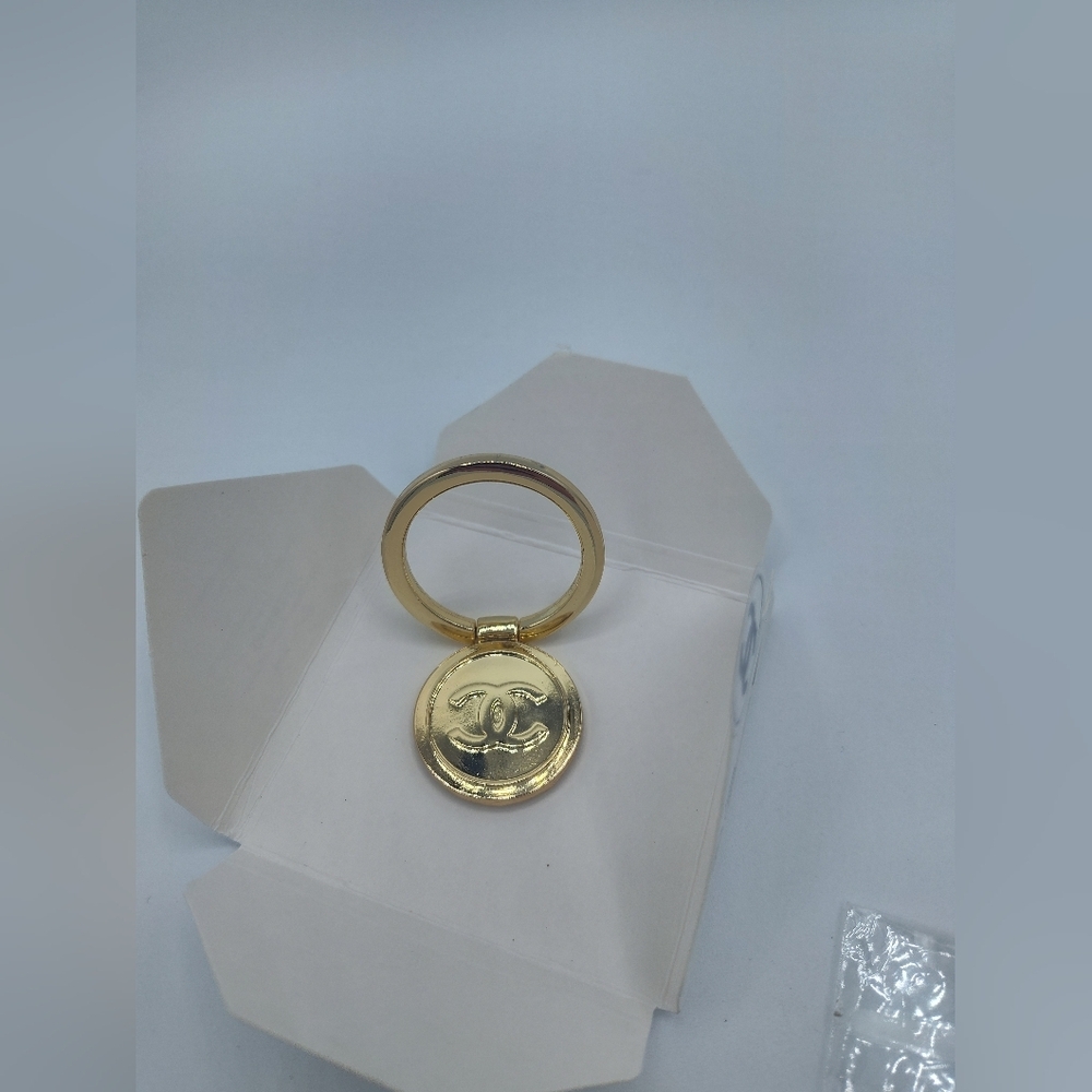 CHANEL Gold CC Logo Phone Grip Holder Paris GWP Luxury Accessory Authentic NIB